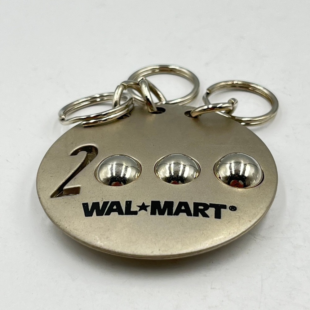 Vintage Walmart Year 2000 Employee Milestone Keychain Silver Tone Multi-Ring